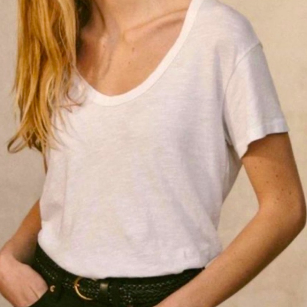 Buck Mason White Short Sleeve Slub V Neck Tee